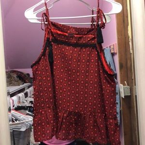 Tie string red tank top